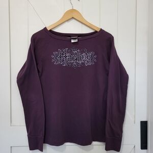 Women's Harley Davidson Purple Long Sleeve Embellished T-Shirt Motorcycle